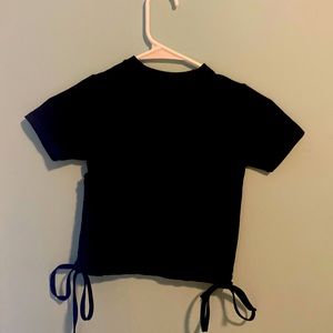 Aura black crop top size s/m with strings